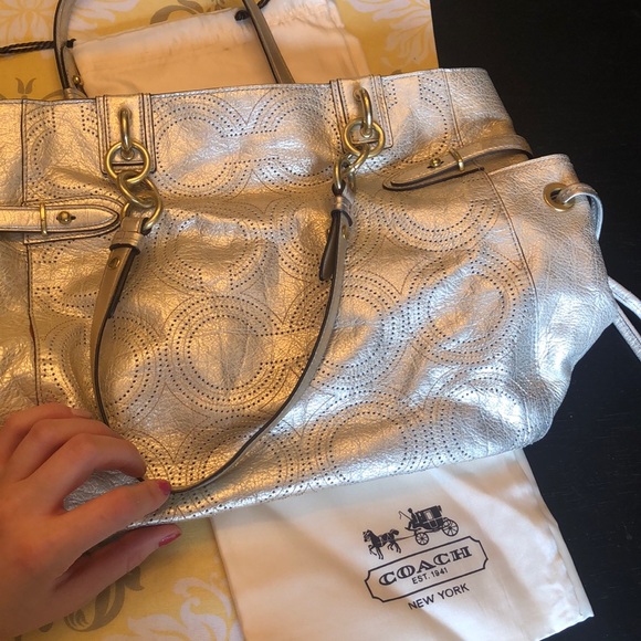 Gold Metallic Coach Satchel - Picture 5 of 5